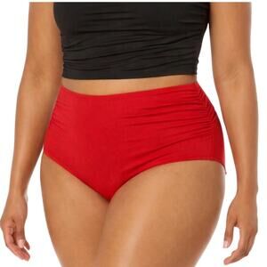 Anne Cole Plus Size High Waist Bikini Bottom Red Size 16W NWT